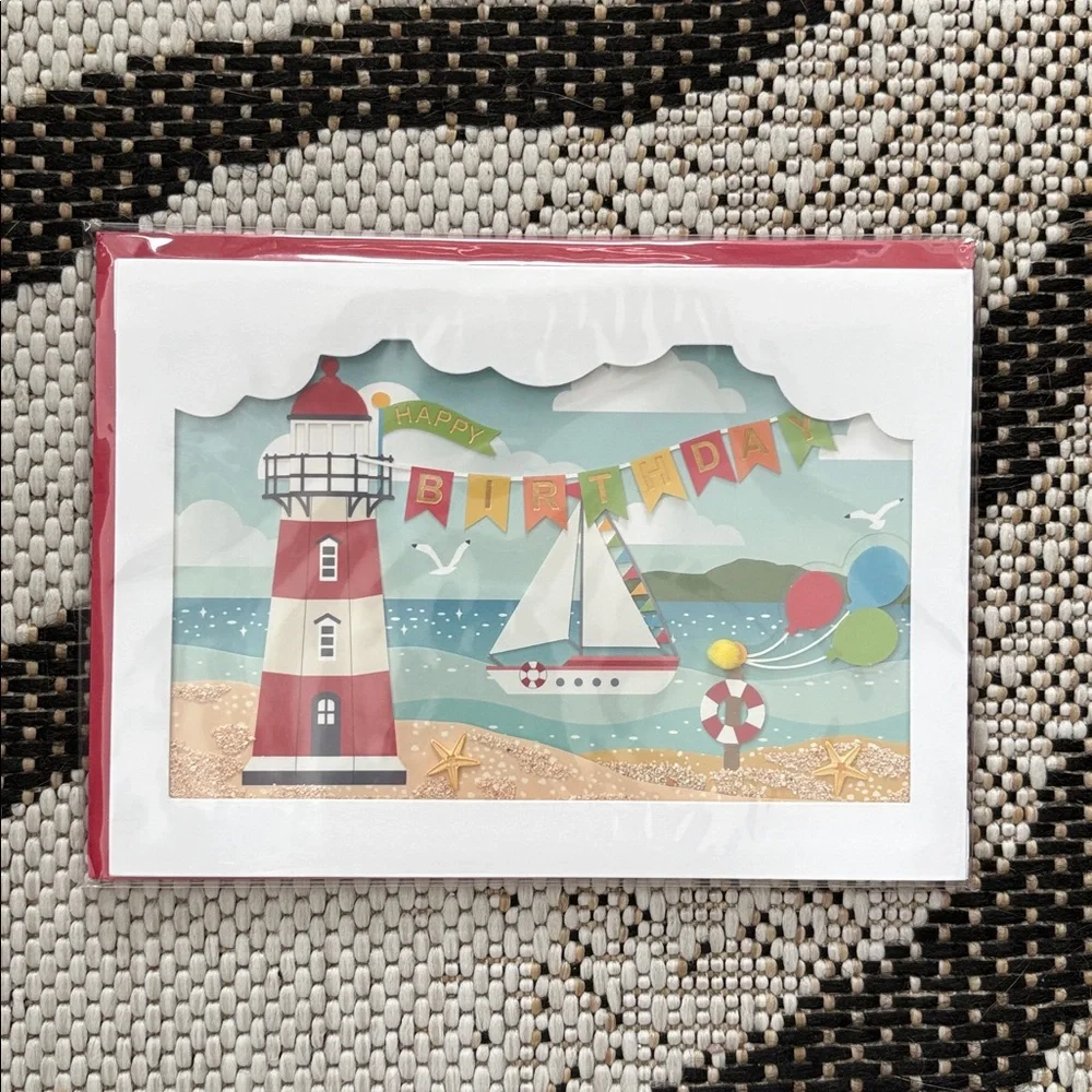 🆕Papyrus “Shadowbox” Coastal Birthday Greeting Card